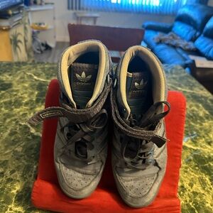 adidas Gray High-Top Sneakers with Black Accents